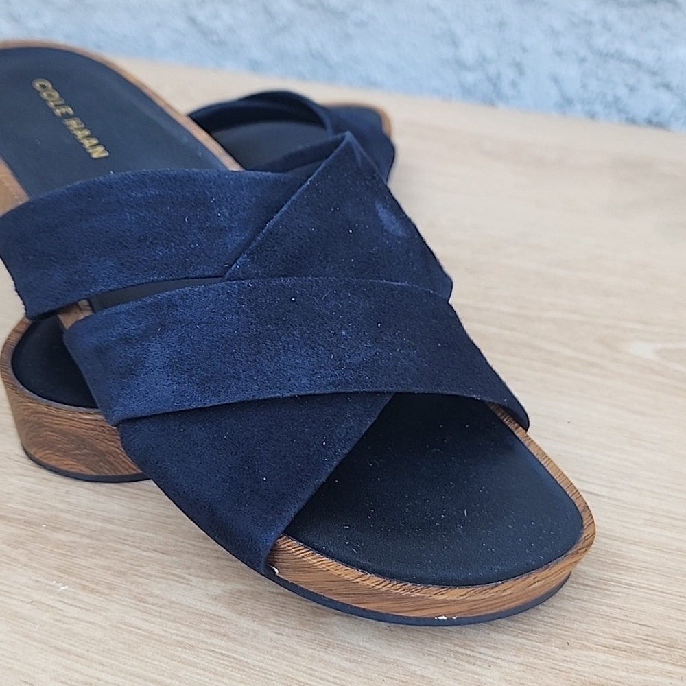 Cole Haan Women's Dark Blue Suede Mules Size 7B - Picture 6 of 12